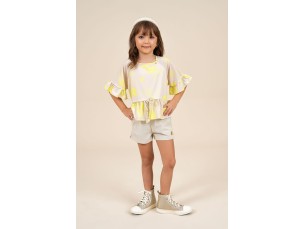 Conjunto infantil menina bata c/ babados e short