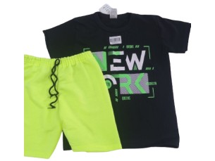 Conjunto infantil masculino preto com verde néon