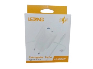 Carregador turbo USB e Tipo-C para ios 5.1A Lelong LE-258CP