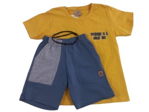 Conjunto infantil masculino Amarelo e azul escuro