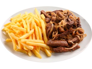 Carne com batata frita