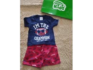 Conjunto masculino bermuda tactel e camisa azul