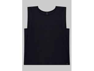 BLUSA MUSCLE TEE EM MALHA TEXTURIZADA - PRETO REATIVO