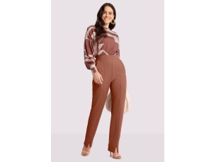 BLUSA ESTAMPADA EM MOLETOM COM MANGA BUFANTE - ESSÊNCIA BORDO