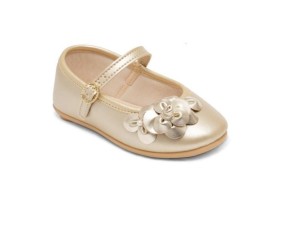 Sapatilha dourada com flores laterais