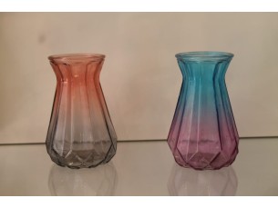 Vaso de vidro colorido decorativo transparente 