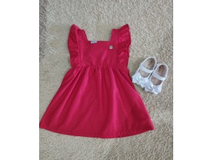 Vestido Vermelho Manga com Babados