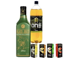 Combo Whisky Black Joker Apple + energético 2l + 04 unidades de gelo saborizado 