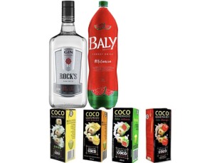 Combo com Gin Rocks 995ml + 1 Energético Bally 2 litros + 04 Gelo Saborizado 