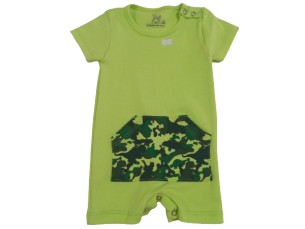 Macaquinho infantil curto 100% algodão- verde néon