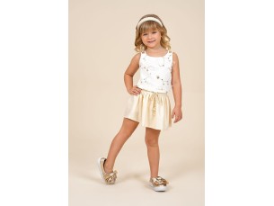 Conjunto infantil de menina  blusa flores e saia