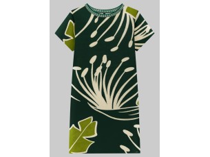 VESTIDO CURTO ESTAMPADO EM VISCOSE COM RETILÍNEA - LIRIO VERDE