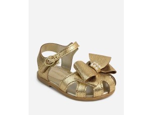 Sandália infantil feminina dourado com laço