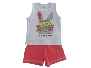 Conjunto infantil menina- Branco com pink
