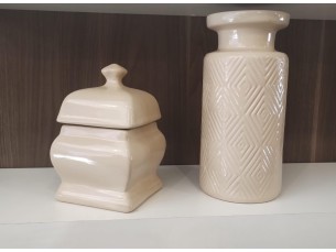 Vaso e pote com vidro 