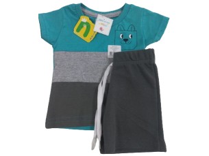 Conjunto infantil masculino verde com cinza