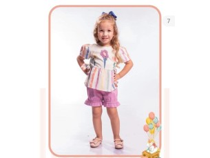 Conjunto menina blusa com short flor