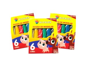 Massinha de modelar Alcalex 6 cores coloridas