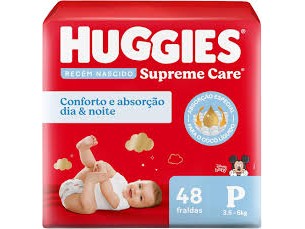 FRALDA HUGGIES SUPREME CR MEGA - TAM P COM 48 UN