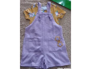 Conjunto infantil menina jardineira e blusa de estrela