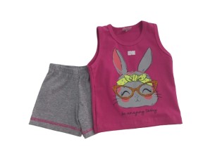 Conjunto infantil menina - pink com cinza 