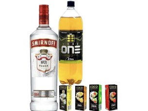 Combo com vodka smirnoff + energético 2l + 04 unidade de gelo saborizado