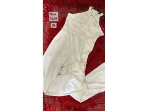Macacão feminino longo branco com renda