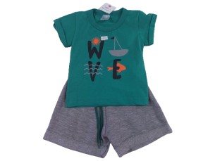 Conjunto infantil masculino verde com cinza