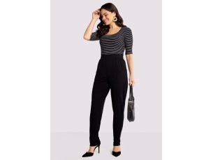 CALÇA RETA EM MALHA CREPE COM BOLSO - PRETO REATIVO