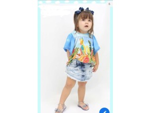 Conjunto Bata com Short Jeans 