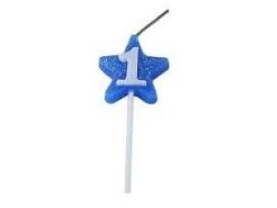  Vela de aniversário estrela azul Nº 1