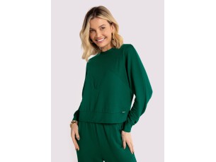 CONJUNTO EM MOLETOM LEVE COM RECORTE CANELADO - VERDE ARABESQUE