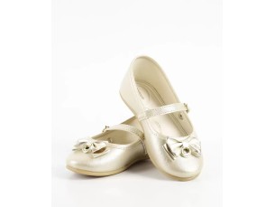 Sapatilha dourada com laço