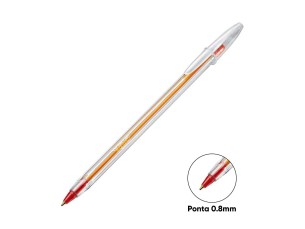 Caneta esferográfica 0.8mm ponta fina vermelha Bic Cristal