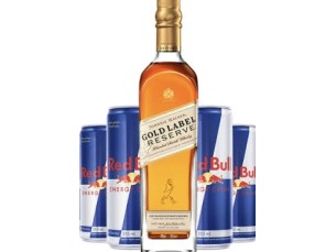Combo com Whisky Johnnie Walker Gold Label Reserve + Red Bull+ Gelo saborizado + Copos