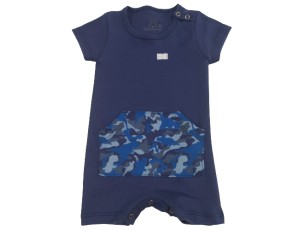 Macacão infantil curto 100% algodão azul