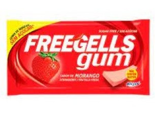 CHICLE FREEGELLS GUM MORANGO 1 x 15UN
