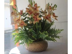 Arranjo orquídea Rosa artificial vaso completo 