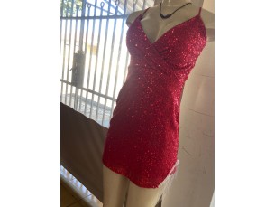 Vestido curto paete  vermelho 