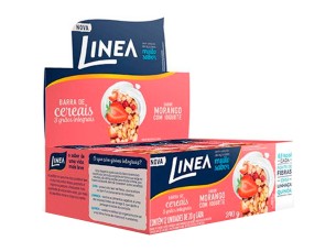 BARRA DE CEREAIS 3 GRÃOS INTEGRAIS MORANGO COM IOGURTE LINEA (12UN)