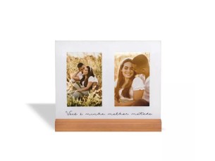 PORTA RETRATO 10X15CM MELHOR METADE - 1 porta retrato para 2 fotos 10x15cm. Posição vetical.