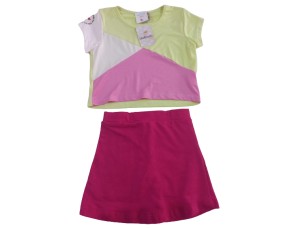 Conjunto infantil Cropped verde e pink