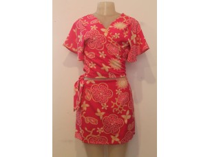 Conjunto Florido rosa com Blusa e short saia