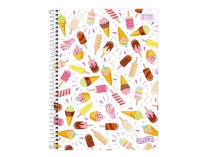 Caderno com espiral 10 matérias Spice Sorvete - Tilibra