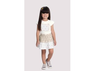 Conjunto shorts saia infantil da Alakazoo 