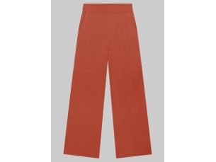 CALÇA WIDE LEG EM MALHA TEXTURIZADA- LARANJA BRICK