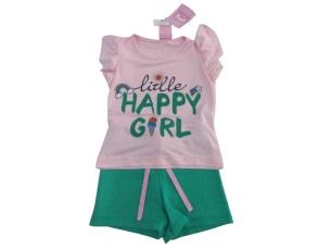 Conjunto infantil menina Happy Girl Rosa e Verde