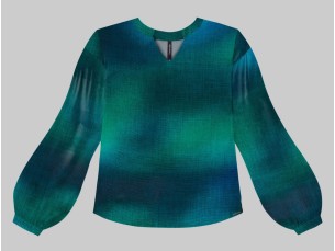 BLUSA MANGA LONGA BUFANTE EM VISCOSE ESTAMPADA- OCEANO AZUL