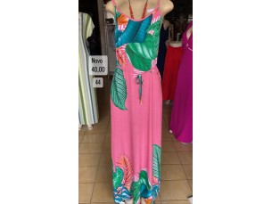 Vestido longo de alça estampado 