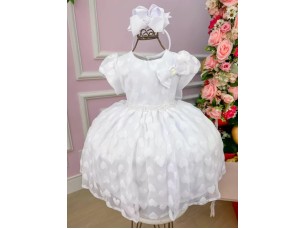 Vestido Branco Lacinho e Cinto de Perolas